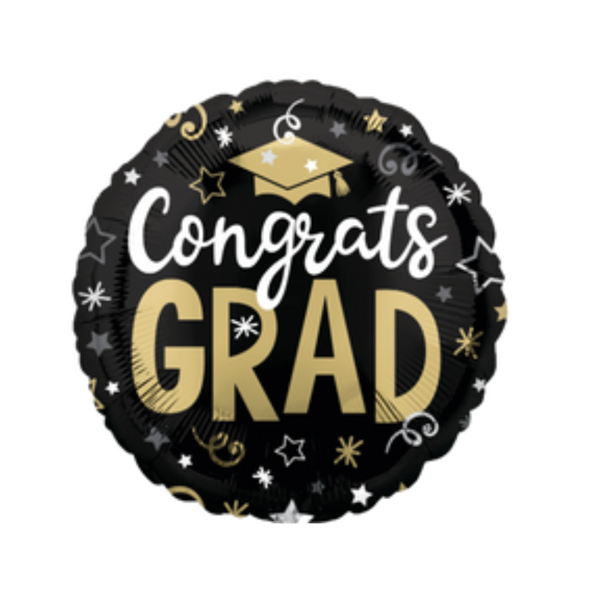 18" Black Stars Congrats Grad Balloon