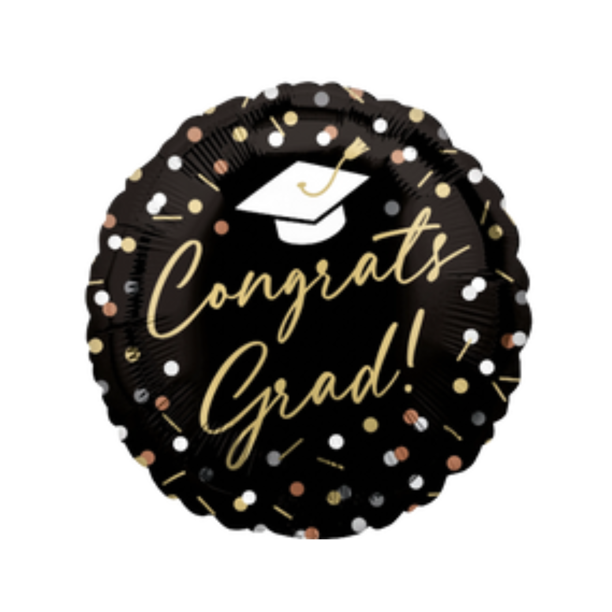 18"Black Polka Dot Congrats Grad Balloon